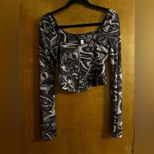 Urban Outfitters Purple Psychedelic Butterfly Corset-Style Top